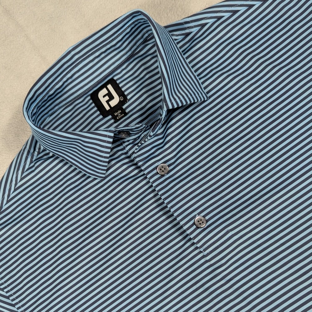 FootJoy FJ Mens Blue Striped ProDry Performance Golf Polo Shirt Size Large
